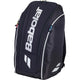 Zijaanzicht van de zwarte Babolat Racketbag RH Perf met wit logo en witte bies.