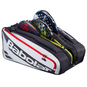 Zwart-witte Babolat RH Pro geopend met twee padelrackets in het bovenvak