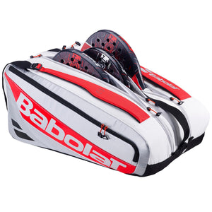 Witte Babolat RH Pro met twee padelrackets in het geopende bovenvak