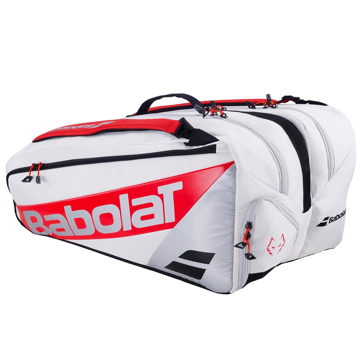 Andere zijde van de wit-rode Babolat RH Pro met zijvak en handvat