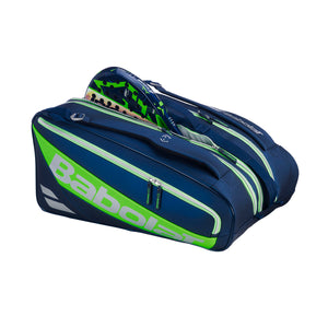 Donkerblauwe Babolat RH Pro padeltas met geopend bovenvak en groene voering