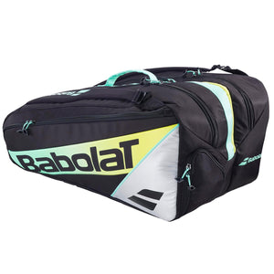 Andere zijde van de zwarte Babolat RH Pro met mintgroene rits en zijvak