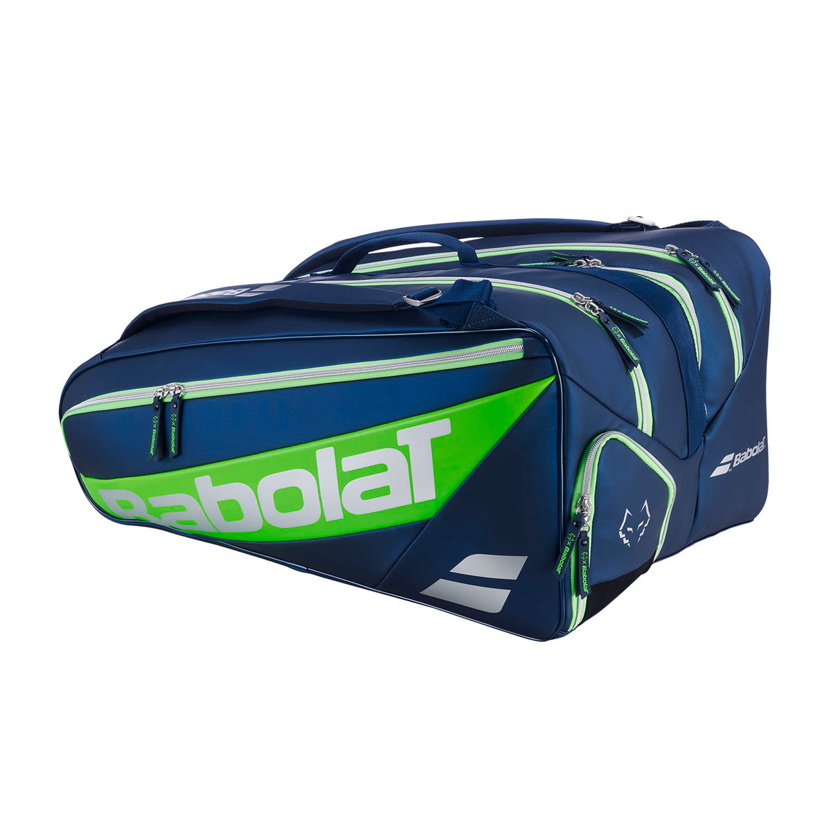 Andere zijde van de blauw-groene Babolat RH Pro met wit Babolat logo