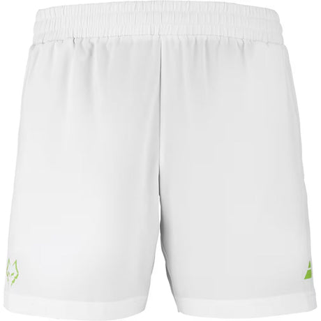 Witte Babolat Short Lebron 2026 met groene stierkop en groen logo op de pijpen