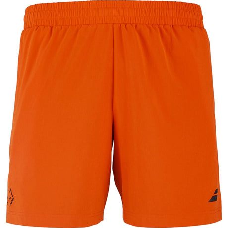 Oranje Babolat Short Lebron 2026 met zwart Babolat-logo op de rechterpijp