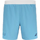 Lichtblauwe Babolat Short Lebron met witte tailleband en stierkop op de pijp