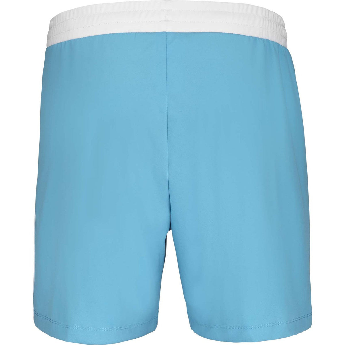 Achterzijde van de lichtblauwe Babolat Short Lebron met witte elastische taille