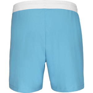 Achterzijde van de lichtblauwe Babolat Short Lebron met witte elastische taille