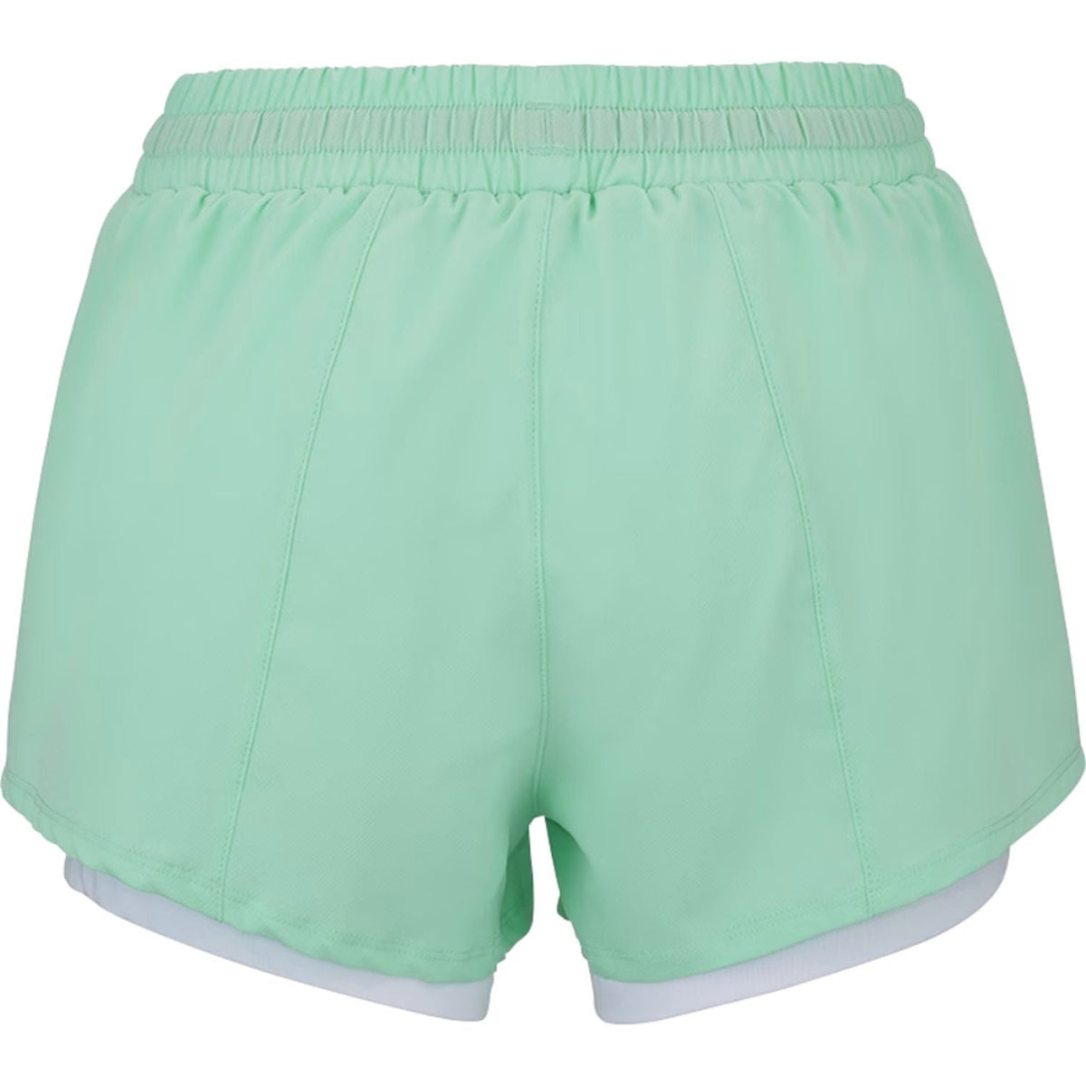 Achterzijde van de mintgroene Babolat Short Perf W met elastische taille en zoom