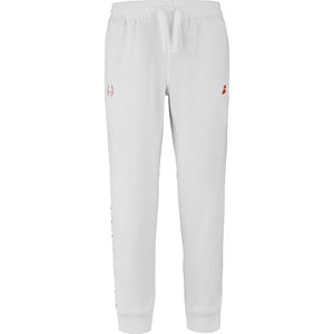 Witte Babolat Sweat Pant Lebron 2026 met oranje stierkop en logo op de heup