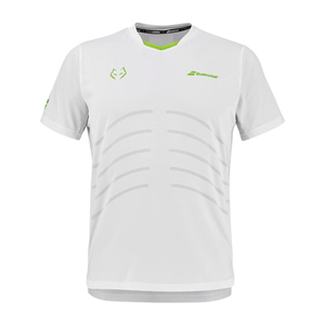 Babolat Replica T-shirt voor heren in wit met groene accenten, vooraanzicht