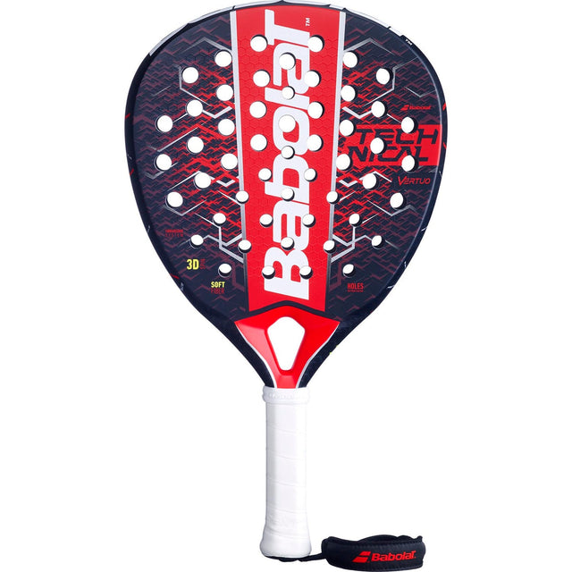 Babolat Technical Vertuo 25 padelracket in zwart met rode accenten en witte grip, vooraanzicht