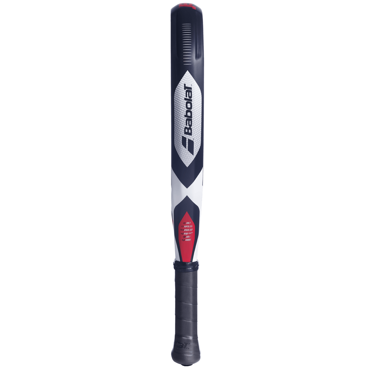 Zijaanzicht van het Babolat Technical Viper 3.0 over de volle lengte met witte framerand