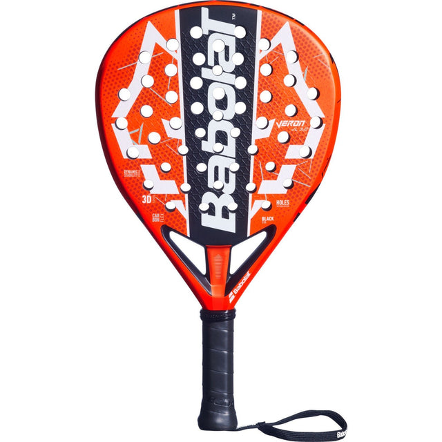 Babolat Veron Juan Lebron 3.0 padelracket in oranje met zwarte middenbaan, vooraanzicht