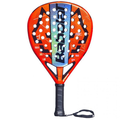 Babolat Viper Soft Juan Lebron 3.0 padelracket in oranje met blauwe glans, vooraanzicht