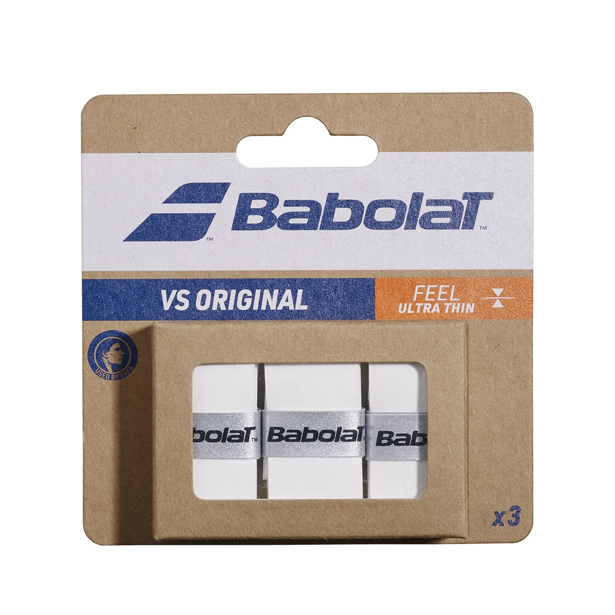 Babolat VS Original overgrips White, verpakking met drie witte overgrips