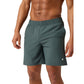 Vooraanzicht van de grijsgroene Bjorn Borg Ace short met elastische taille en logo op de pijp