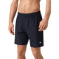 Vooraanzicht van de donkerblauwe Bjorn Borg Ace short met klein rond logo op de linkerpijp