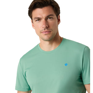 Detail van de ronde hals van het mintgroene Bjorn Borg Ace Light T-shirt
