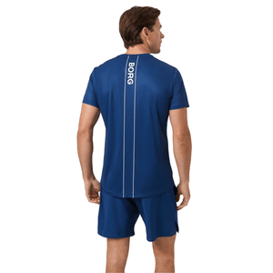 Achterzijde van het denimblauwe Ace Light T-shirt met BORG-print