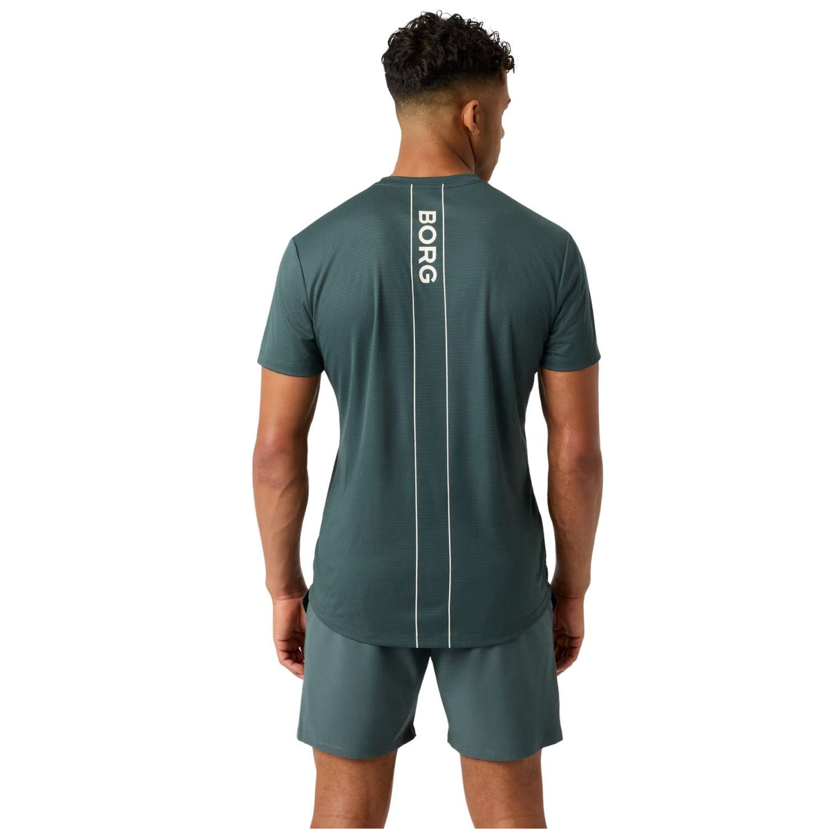 Achterzijde van het grijsgroene Ace Light T-shirt met BORG-print