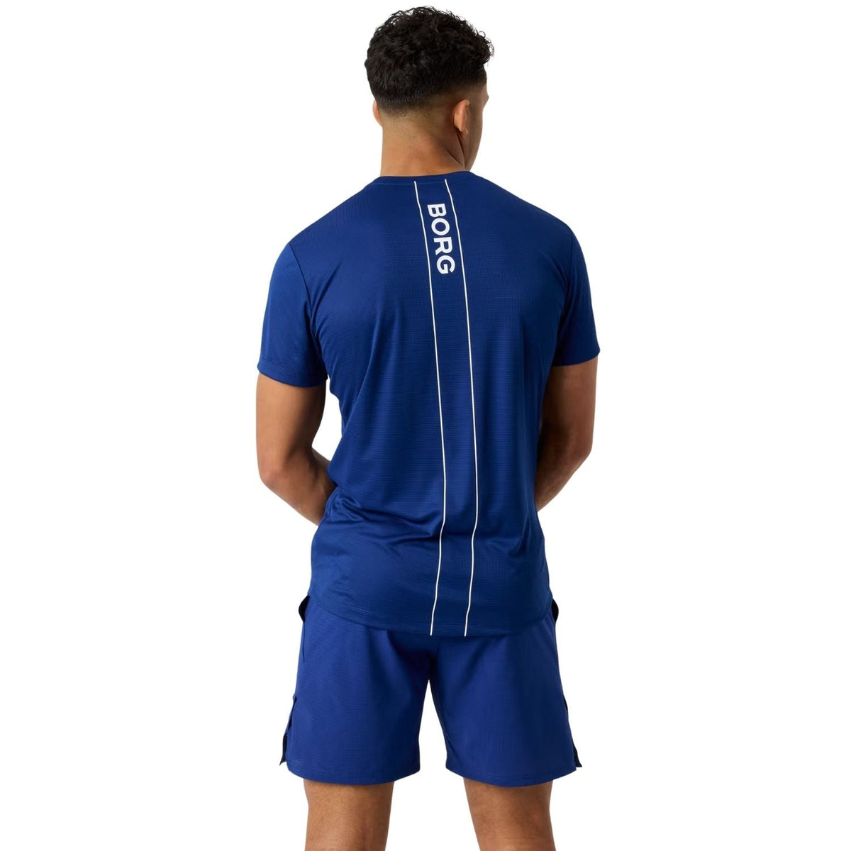 Achterzijde van het kobaltblauwe Ace Light T-shirt met BORG-print