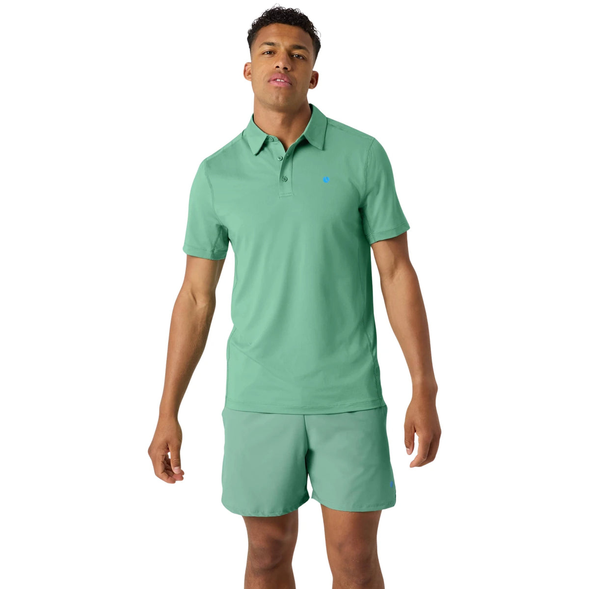 Björn Borg Ace Mesh Panel Polo Shirt Malachite Green - op model