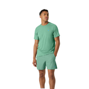 Vooraanzicht van het groene Bjorn Borg Ace Mesh Panel T-shirt op model