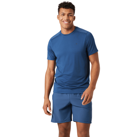 Bjorn Borg Ace Mesh Panel T-shirt voor heren in staalblauw, gedragen vooraanzicht