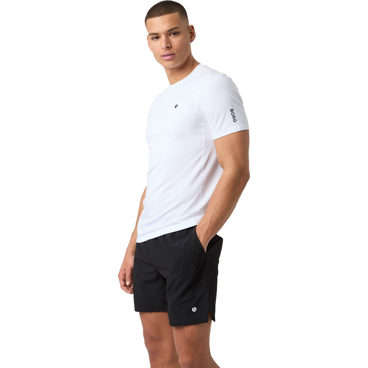 Bjorn Borg Ace Mesh Panel T-shirt voor heren in wit, gedragen vooraanzicht