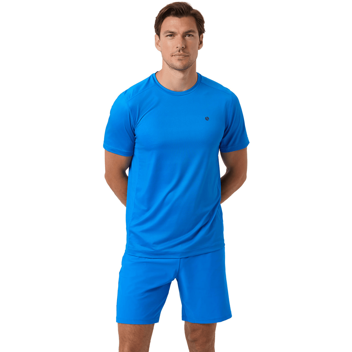 Bjorn Borg Ace Mesh Panel T-shirt voor heren in helderblauw, gedragen vooraanzicht