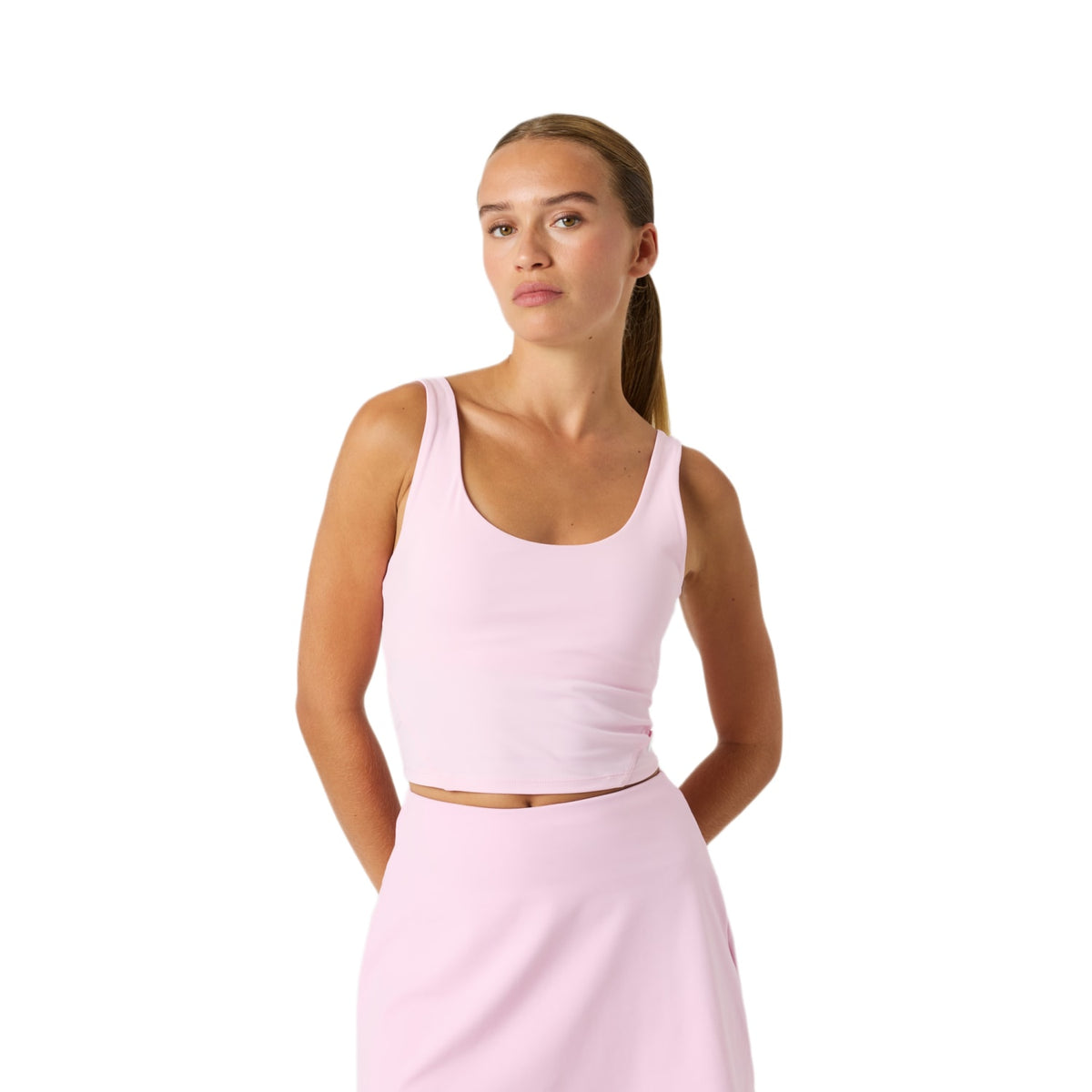 Lichtroze Bjorn Borg Ace tanktop gecombineerd met bijpassende tennisrok