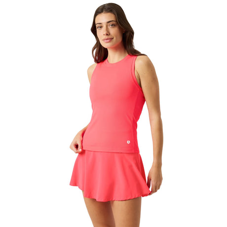 Bjorn Borg Ace geribbelde tanktop voor dames in koraalroze, vooraanzicht