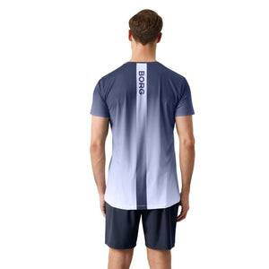 Achterzijde van het Ace T-shirt met grijsblauw kleurverloop en BORG-print