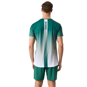 Achterzijde van het Ace T-shirt met groen-wit kleurverloop en BORG-print