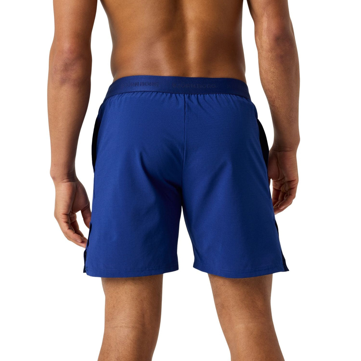Achteraanzicht van de kobaltblauwe Bjorn Borg Ace Pro short met elastische tailleband