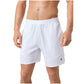 Vooraanzicht van de witte Bjorn Borg Ace Pro short met klein logo op de rechterpijp