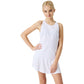Junior model draagt de witte Bjorn Borg Ace tanktop met witte rok, vooraanzicht