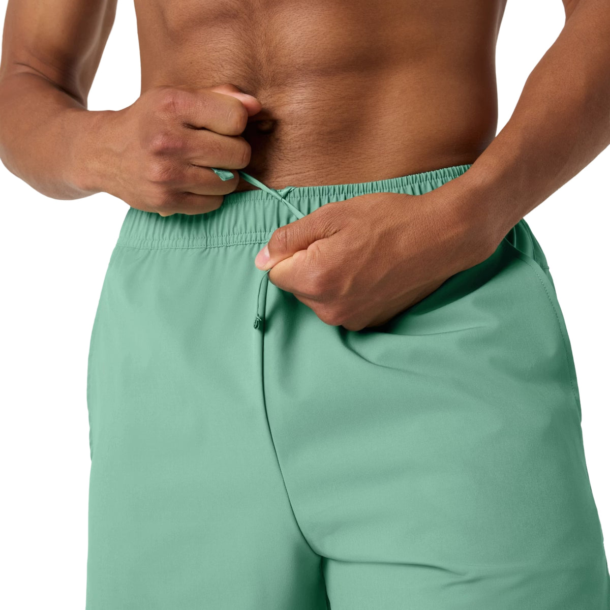 Detail van het koord in de taille van de mintgroene Ace Racquet short