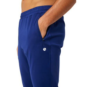 Detail van de zijzak van de blauwe Bjorn Borg Ace trainingsbroek