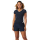 Bjorn Borg Ace V-hals T-shirt voor dames in marineblauw, gedragen vooraanzicht