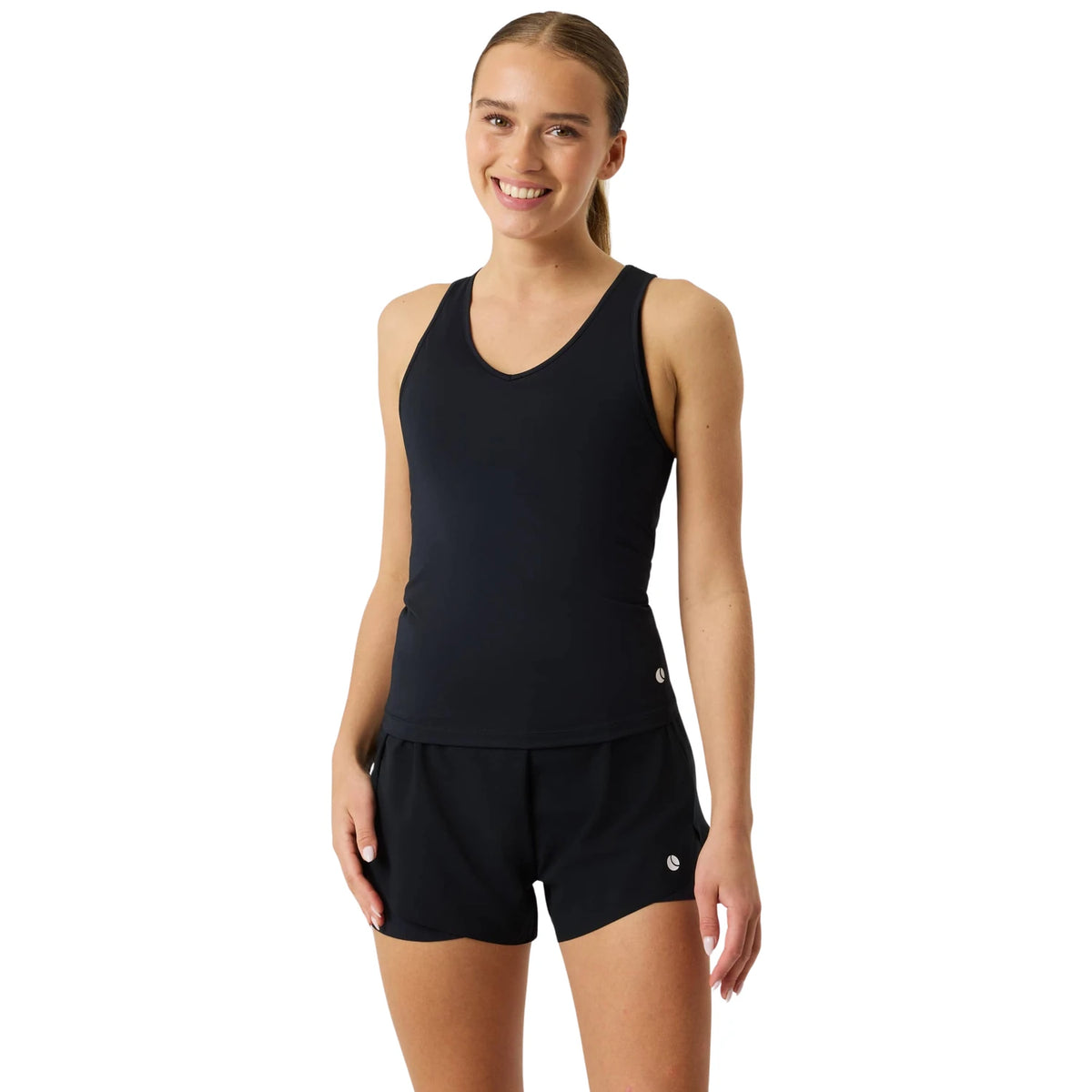 Björn Borg Ace V Neck Tank Top 2026 Black Beauty - op model