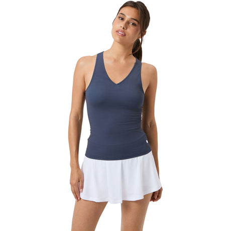 Bjorn Borg Ace tanktop met V-hals voor dames in grijsblauw, gedragen vooraanzicht