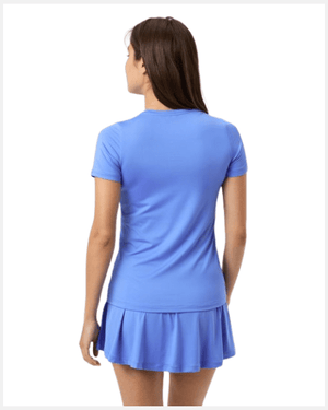 Achterzijde van het korenblauwe Bjorn Borg Ace slim fit T-shirt, gedragen