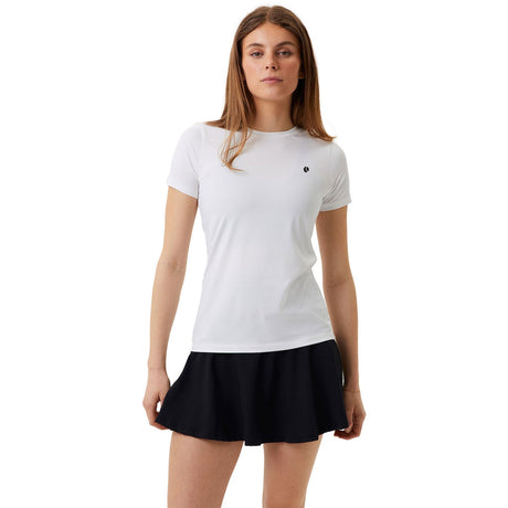 Bjorn Borg Ace slim fit T-shirt voor dames in wit, gedragen vooraanzicht