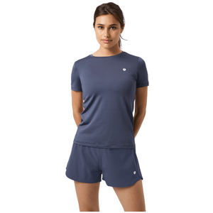 Bjorn Borg Ace slim fit T-shirt voor dames in grijsblauw, gedragen vooraanzicht