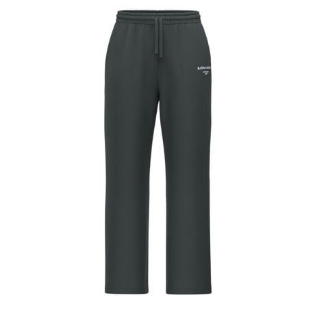 Vooraanzicht van de donkergrijze Bjorn Borg Essential joggingbroek met trekkoord in de taille
