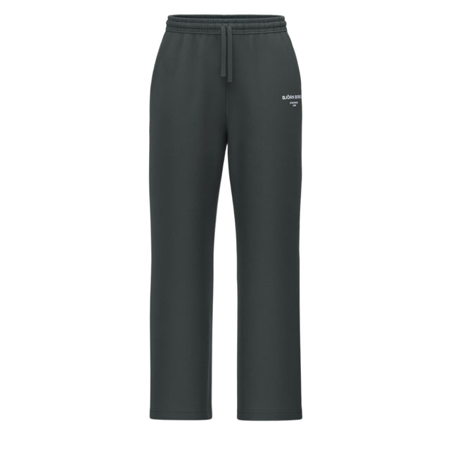 Vooraanzicht van de donkergrijze Bjorn Borg Essential joggingbroek met trekkoord in de taille