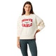 Model draagt de beige Bjorn Borg sweater met Monte Carlo-print