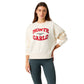 Model draagt de beige Bjorn Borg sweater met Monte Carlo-print